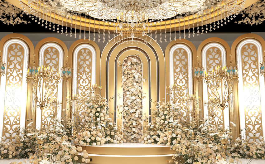 晋宁香槟色调婚礼堂效果展示